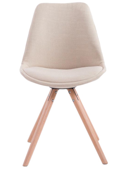 Set van 4 stoelen Toulouse stof Natura rond, crème