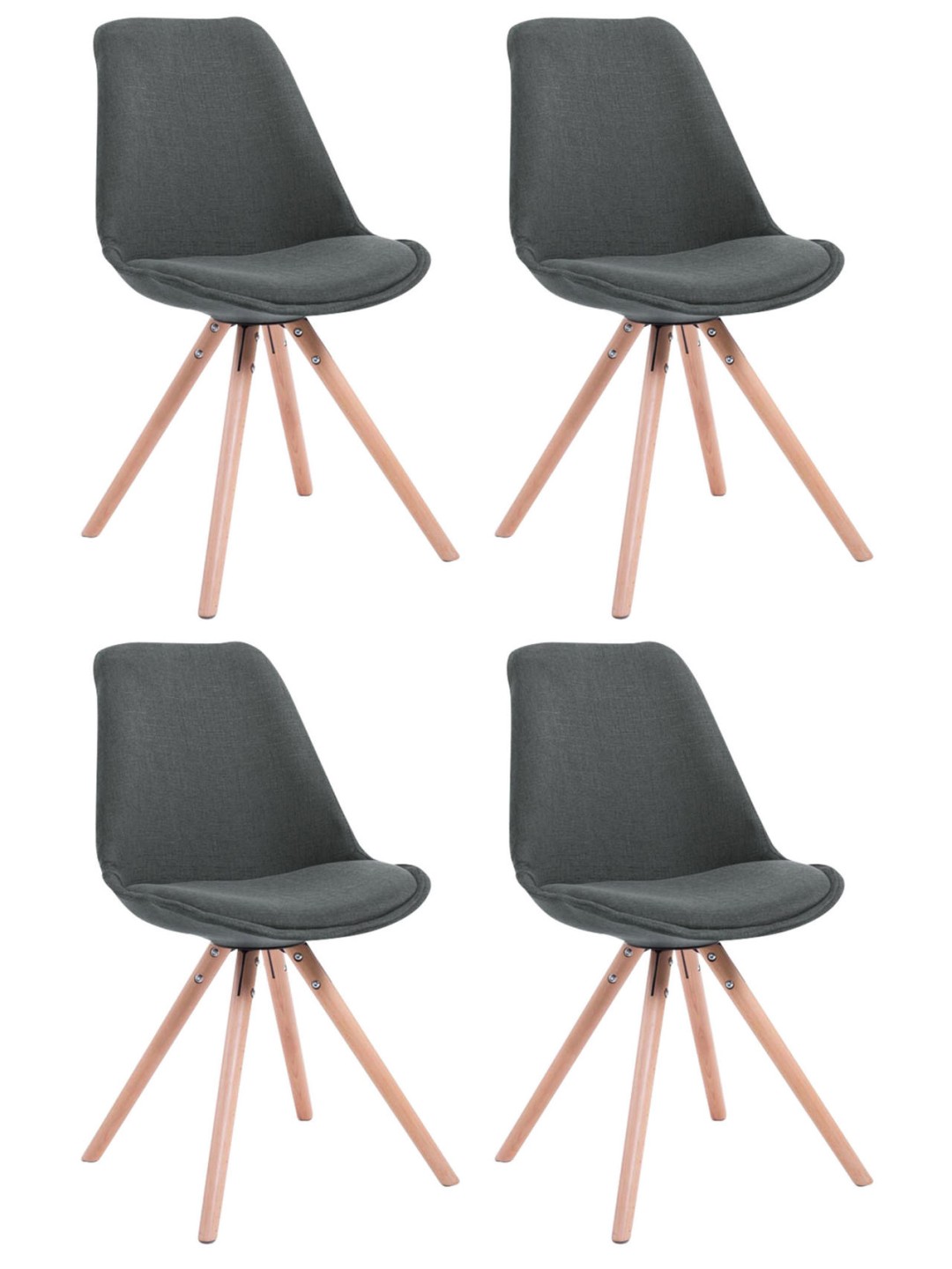 Set van 4 stoelen Toulouse stof Natura rond, donkergrijs