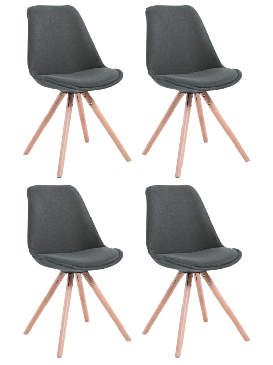 Set van 4 stoelen Toulouse stof Natura rond, donkergrijs