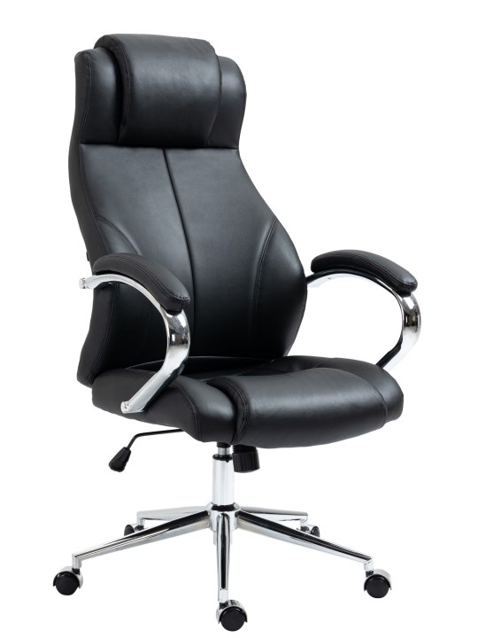 Bureaustoel Salford echt leer, zwart