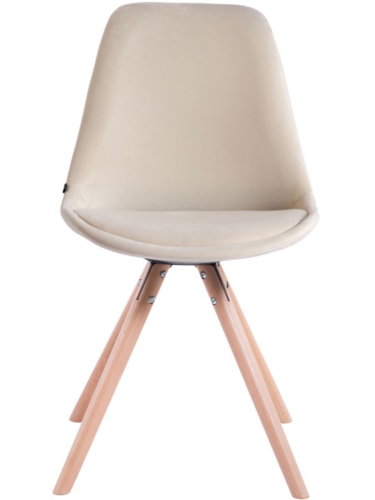 Set van 4 stoelen Toulouse fluweel rond naturel, crème
