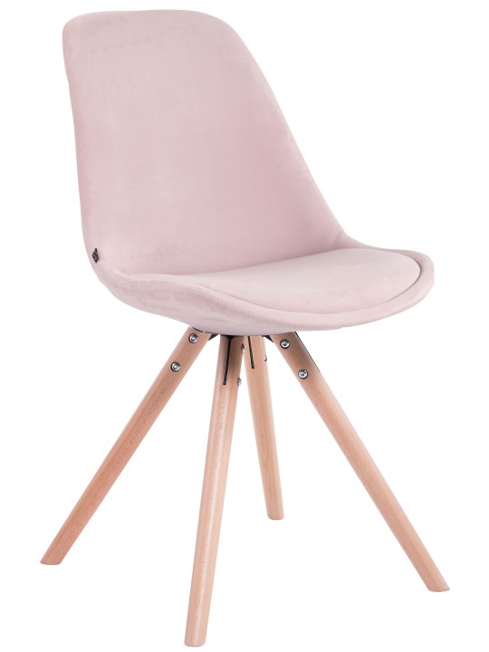 Set van 4 stoelen Toulouse fluweel rond naturel, roze