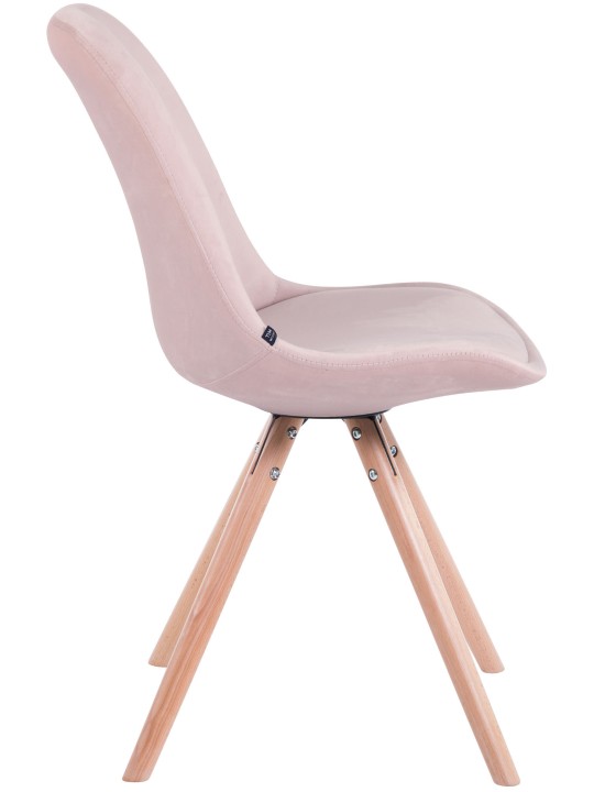 Set van 4 stoelen Toulouse fluweel rond naturel, roze