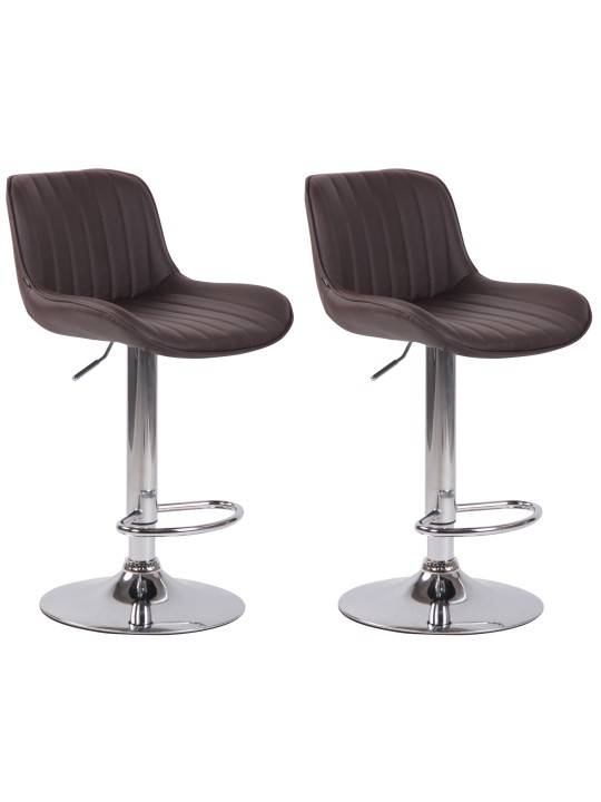 Set van 2 barkrukken Lentini kunstleer chroom, bruin
