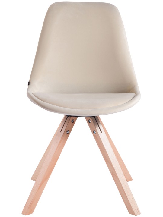 Set van 4 stoelen Toulouse fluweel vierkant naturel, crème