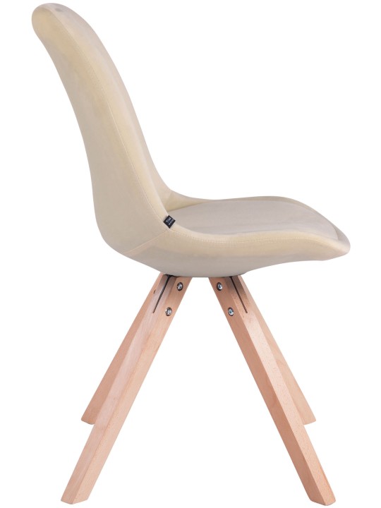 Set van 4 stoelen Toulouse fluweel vierkant naturel, crème