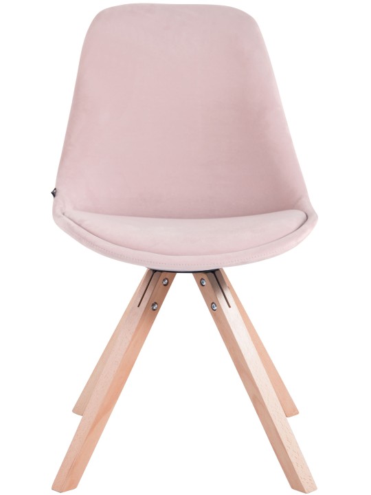 Set van 4 stoelen Toulouse fluweel vierkant naturel, roze