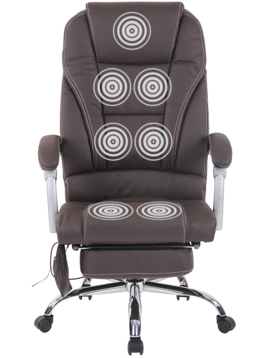 Bureaustoel Pacific echt leer met massagefunctie, bruin