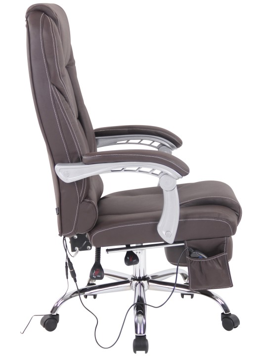 Bureaustoel Pacific echt leer met massagefunctie, bruin