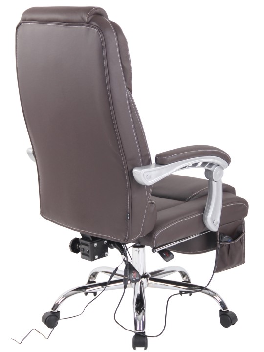 Bureaustoel Pacific echt leer met massagefunctie, bruin