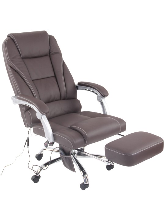Bureaustoel Pacific echt leer met massagefunctie, bruin