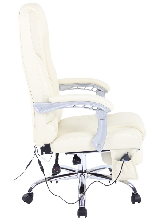 Bureaustoel Pacific echt leer met massagefunctie, crème