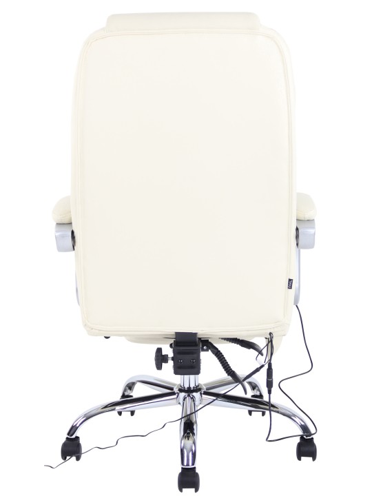 Bureaustoel Pacific echt leer met massagefunctie, crème