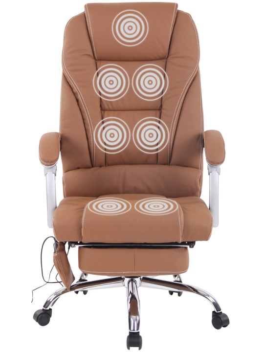 Bureaustoel Pacific echt leer met massagefunctie, lichtbruin