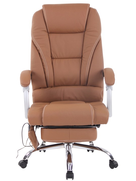 Bureaustoel Pacific echt leer met massagefunctie, lichtbruin