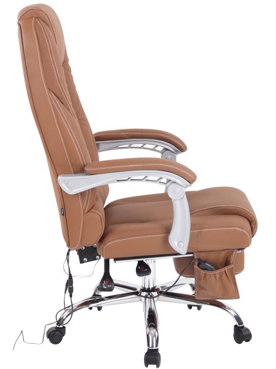 Bureaustoel Pacific echt leer met massagefunctie, lichtbruin