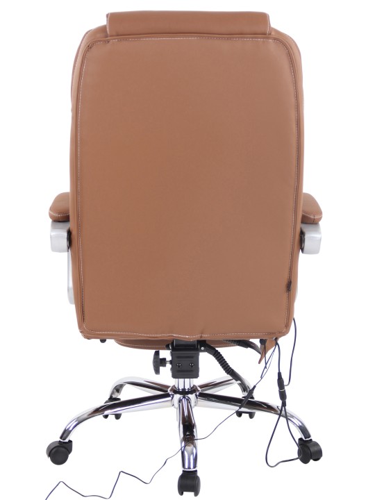 Bureaustoel Pacific echt leer met massagefunctie, lichtbruin