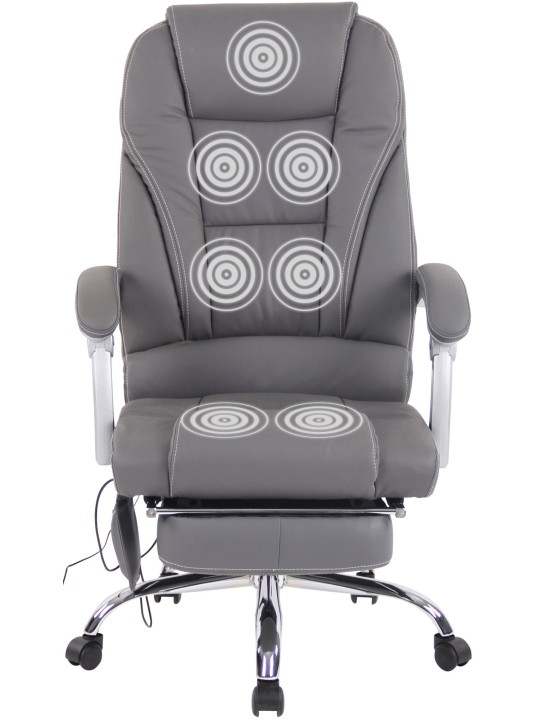 Bureaustoel Pacific echt leer met massagefunctie, grijs