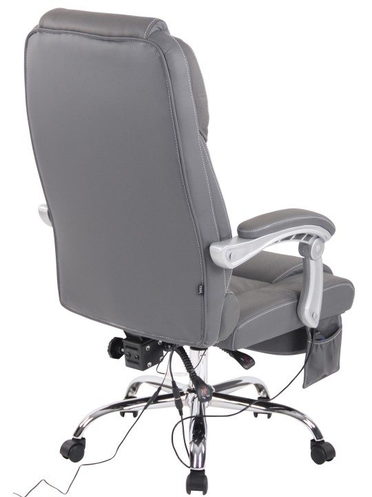 Bureaustoel Pacific echt leer met massagefunctie, grijs