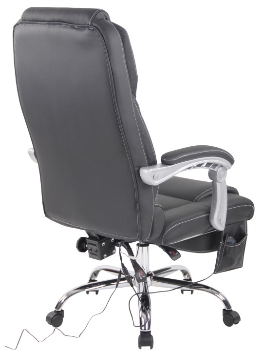 Bureaustoel Pacific echt leer met massagefunctie, zwart