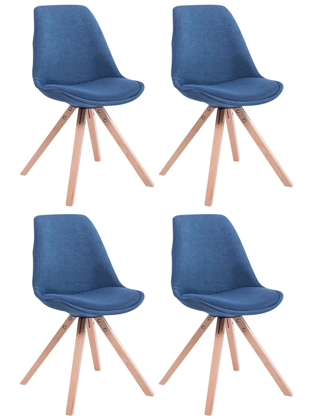 Set van 4 bezoekersstoelen Toulouse stof Square Natura, blauw