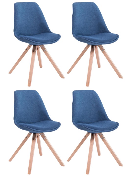 Set van 4 bezoekersstoelen Toulouse stof Square Natura, blauw