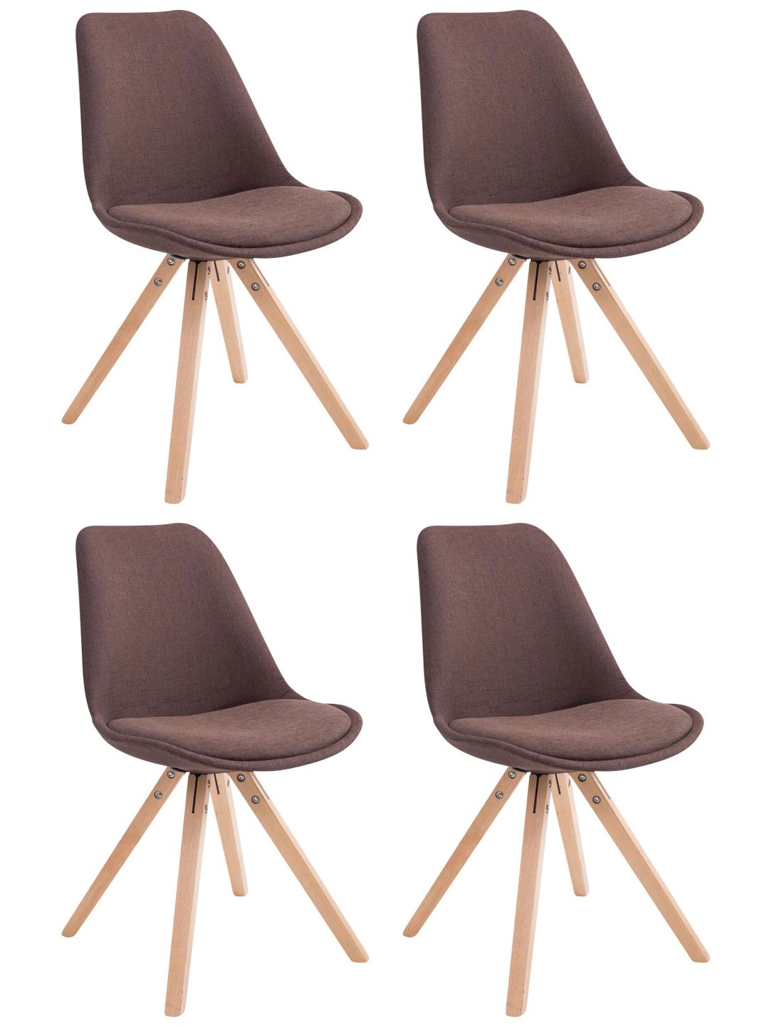 Set van 4 bezoekersstoelen Toulouse stof Square Natura, bruin