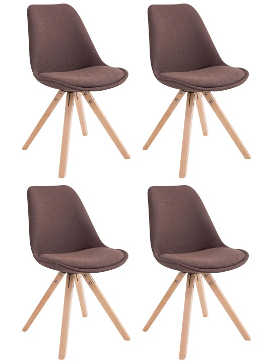 Set van 4 bezoekersstoelen Toulouse stof Square Natura, bruin