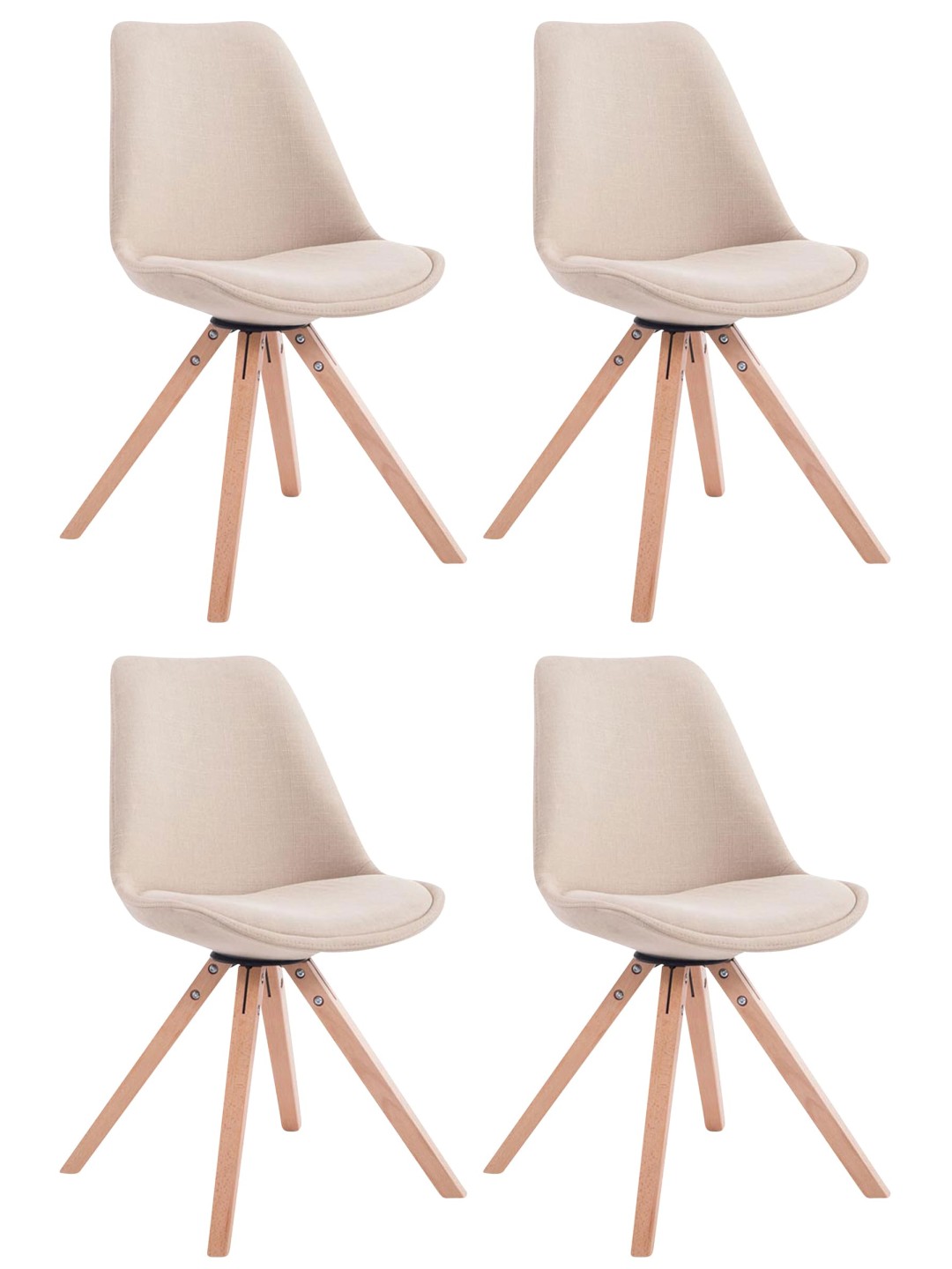 Set van 4 bezoekersstoelen Toulouse stof Square Natura, crème