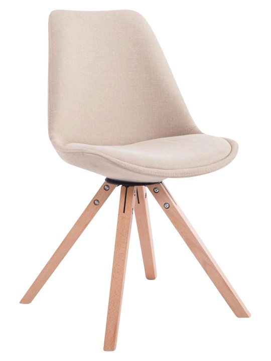 Set van 4 bezoekersstoelen Toulouse stof Square Natura, crème