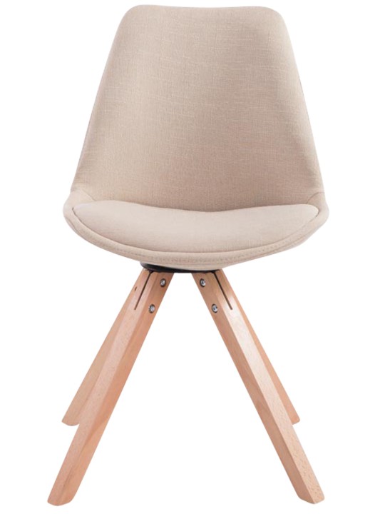 Set van 4 bezoekersstoelen Toulouse stof Square Natura, crème