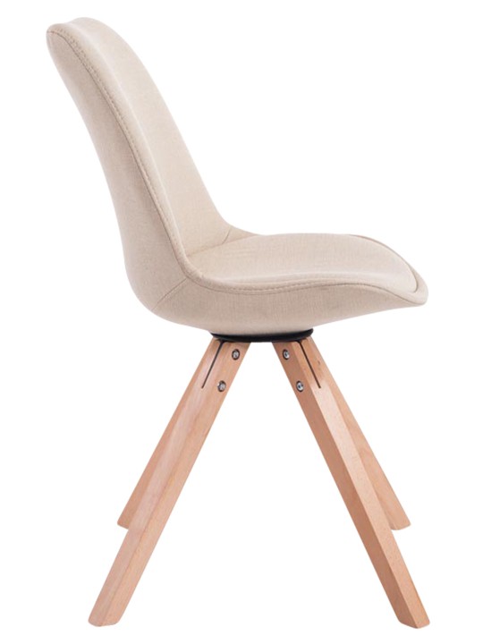 Set van 4 bezoekersstoelen Toulouse stof Square Natura, crème