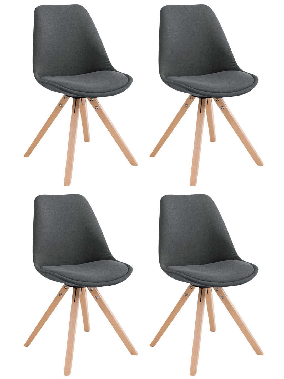 Set van 4 bezoekersstoelen Toulouse stof Square Natura, donkergrijs