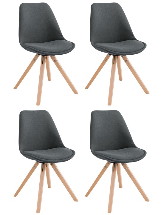 Set van 4 bezoekersstoelen Toulouse stof Square Natura, donkergrijs