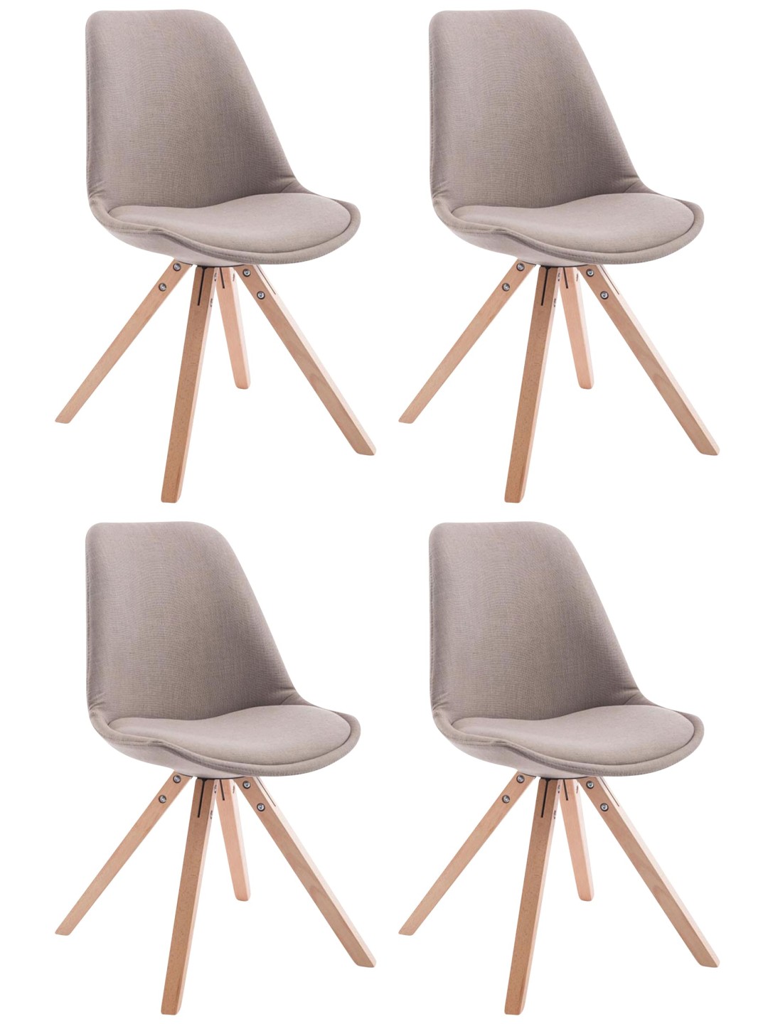 Set van 4 bezoekersstoelen Toulouse stof Square Natura, taupe