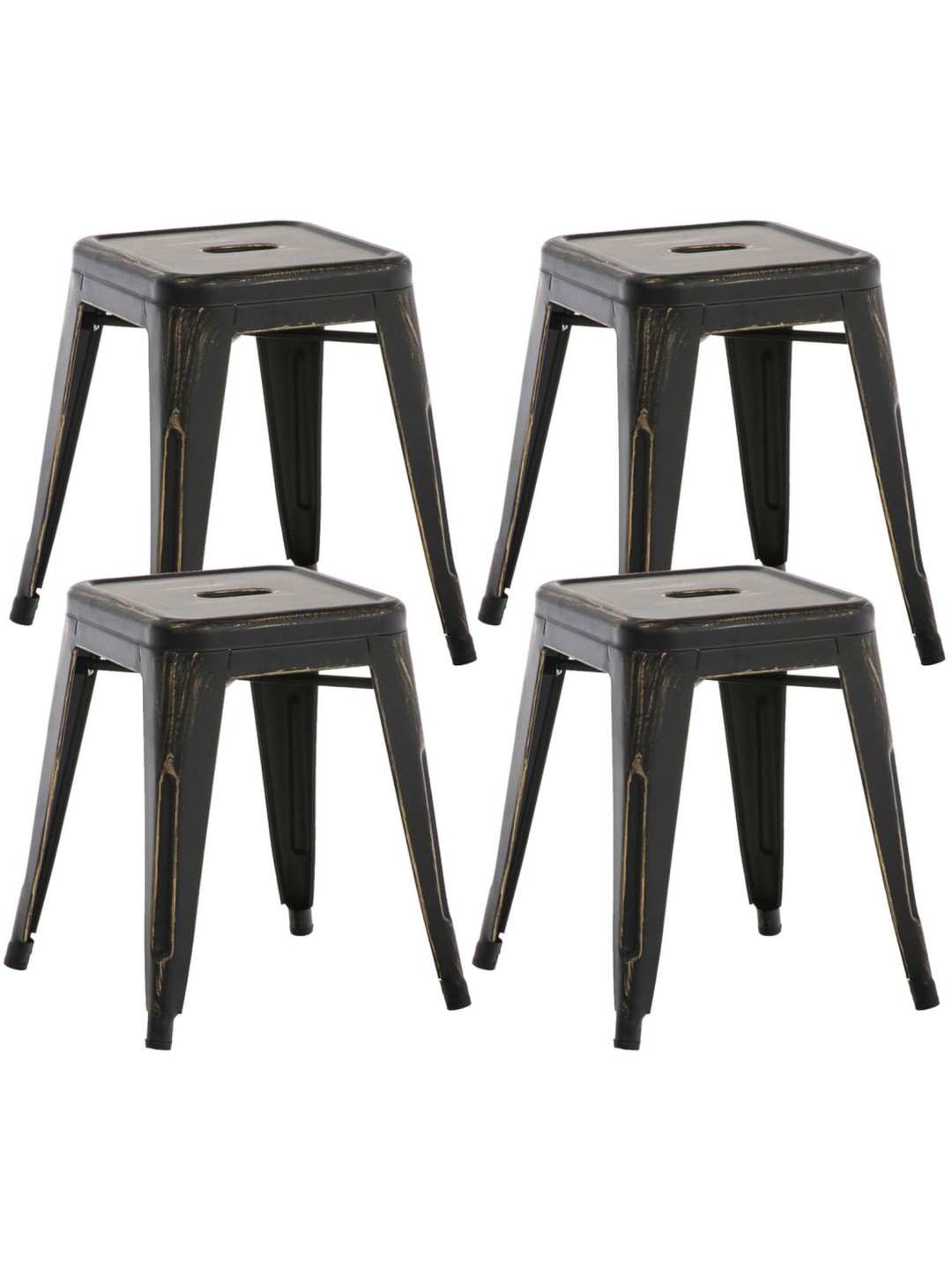 Set van 4 krukken Armin, zwart-goud