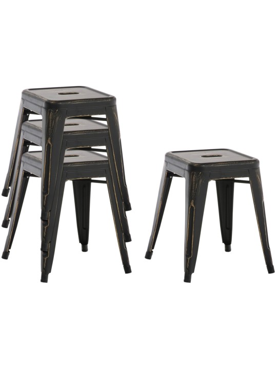 Set van 4 krukken Armin, zwart-goud Set van 4 krukken Armin, zwart-goud