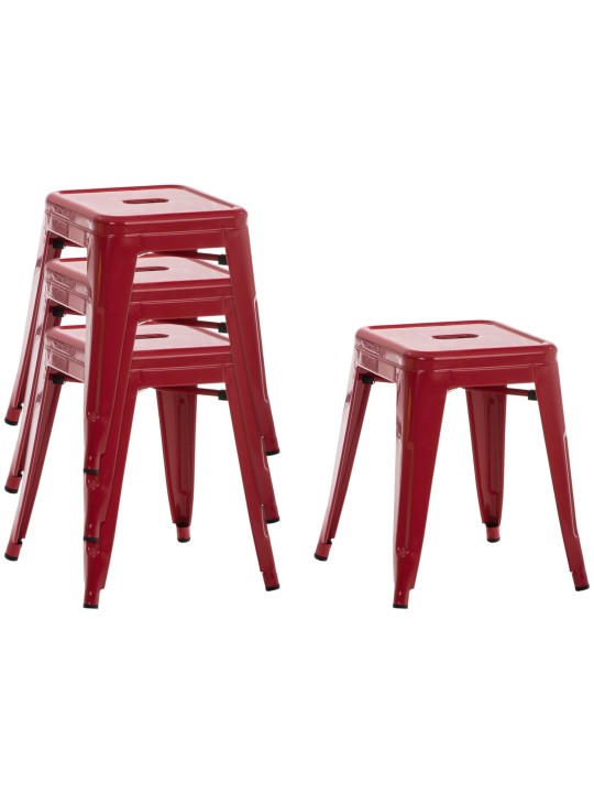 Set van 4 krukken Armin, rood Set van 4 krukken Armin, rood