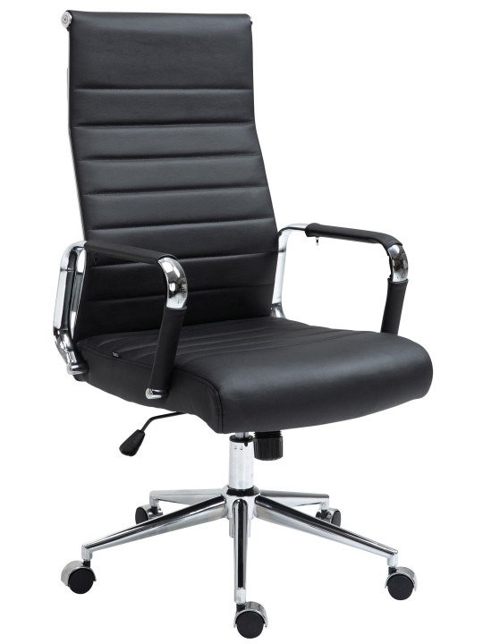 Bureaustoel Columbus echt leer, zwart