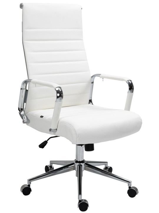 Bureaustoel Columbus echt leer, wit