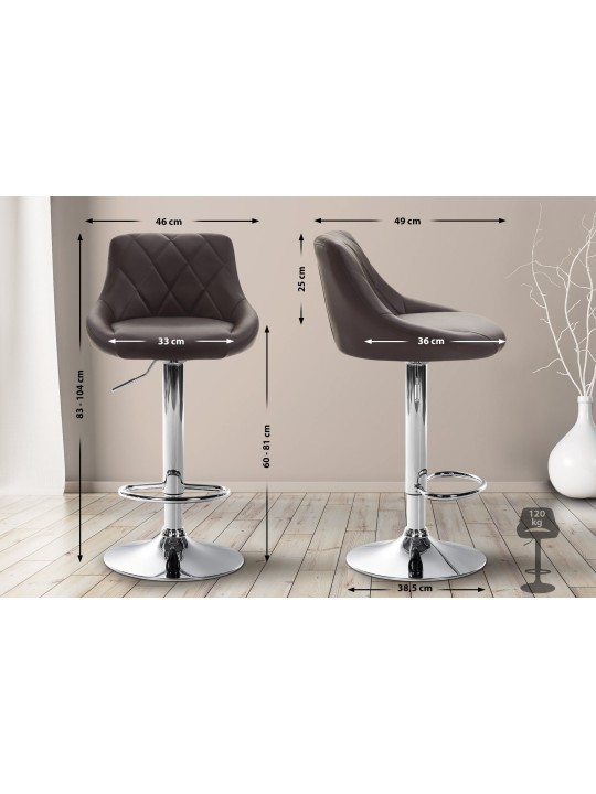 Barkruk Lazio kunstleer chroom, bruin