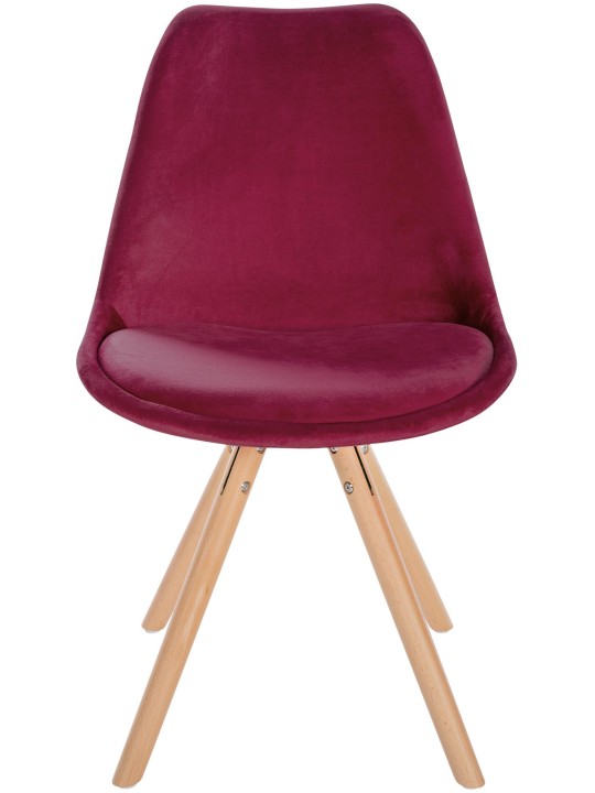 Stoel Sofia Fluweel Rond, bordeauxrood