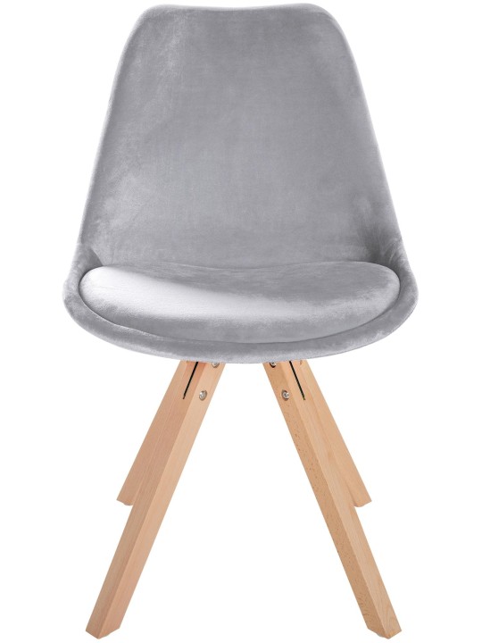Stoel Sofia Fluweel Vierkant, lichtgrijs