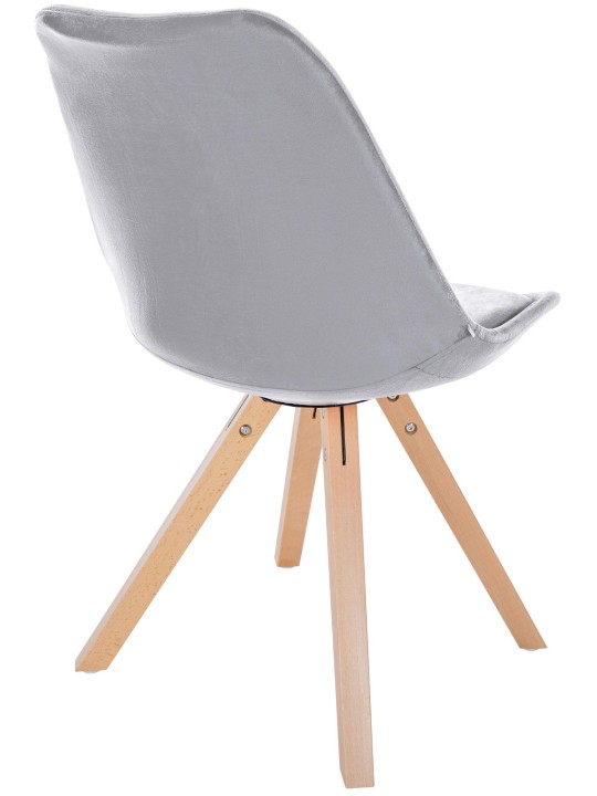 Stoel Sofia Fluweel Vierkant, lichtgrijs