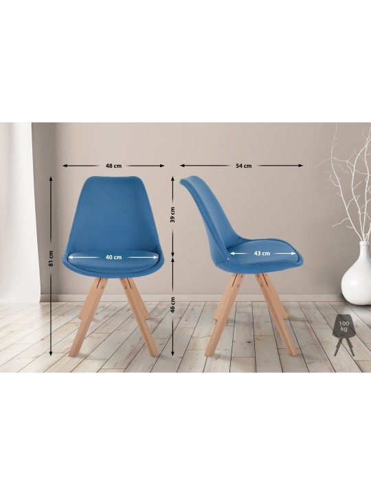 Stoel Sofia Stof Vierkant, blauw Stoel Sofia Stof Vierkant, blauw