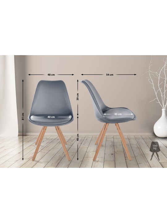 Stoel Sofia kunstleer rond, grijs Stoel Sofia kunstleer rond, grijs