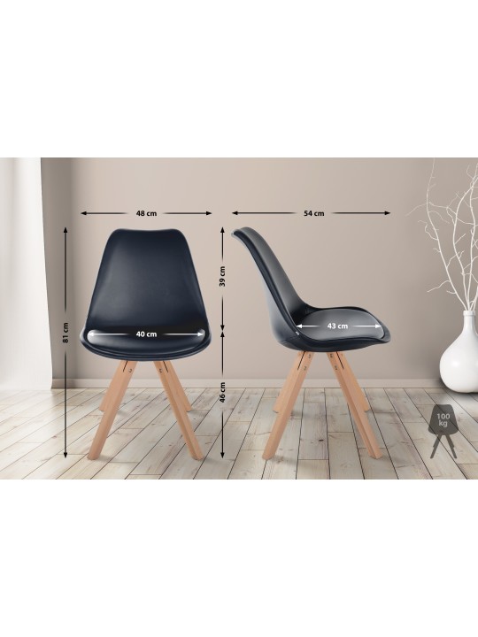 Stoel Sofia kunstleer Vierkant, zwart Stoel Sofia kunstleer Vierkant, zwart