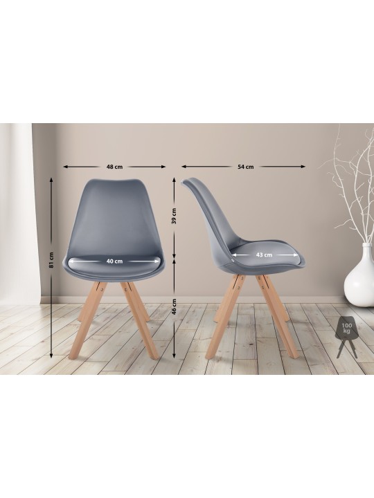 Stoel Sofia kunstleer Vierkant, grijs Stoel Sofia kunstleer Vierkant, grijs