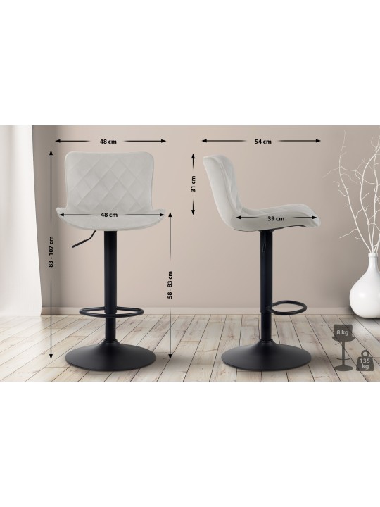 Barkruk Emma fluweel, crème