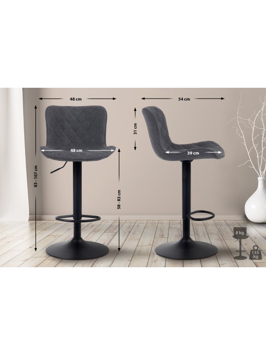 Barkruk Emma stof, zwart Barkruk Emma stof, zwart